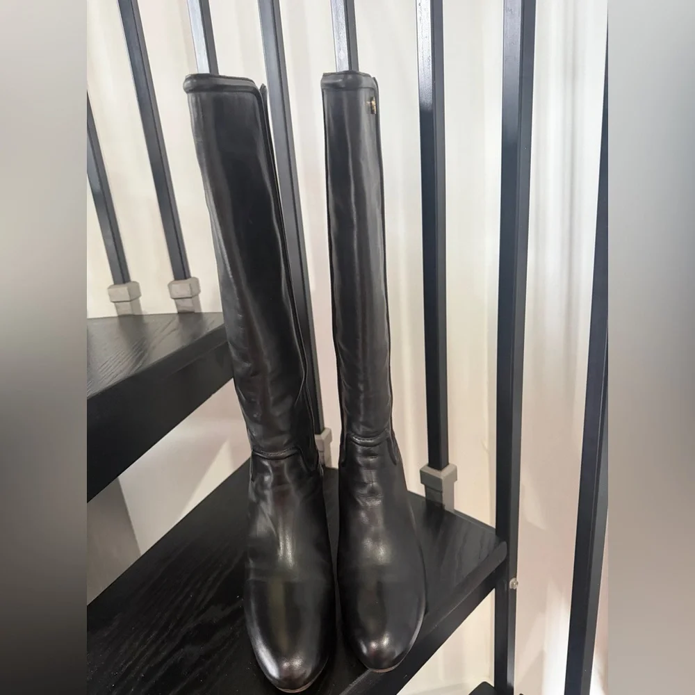 Tory Burch Irene 75mm Wedge Equestrian Boots Black 8
